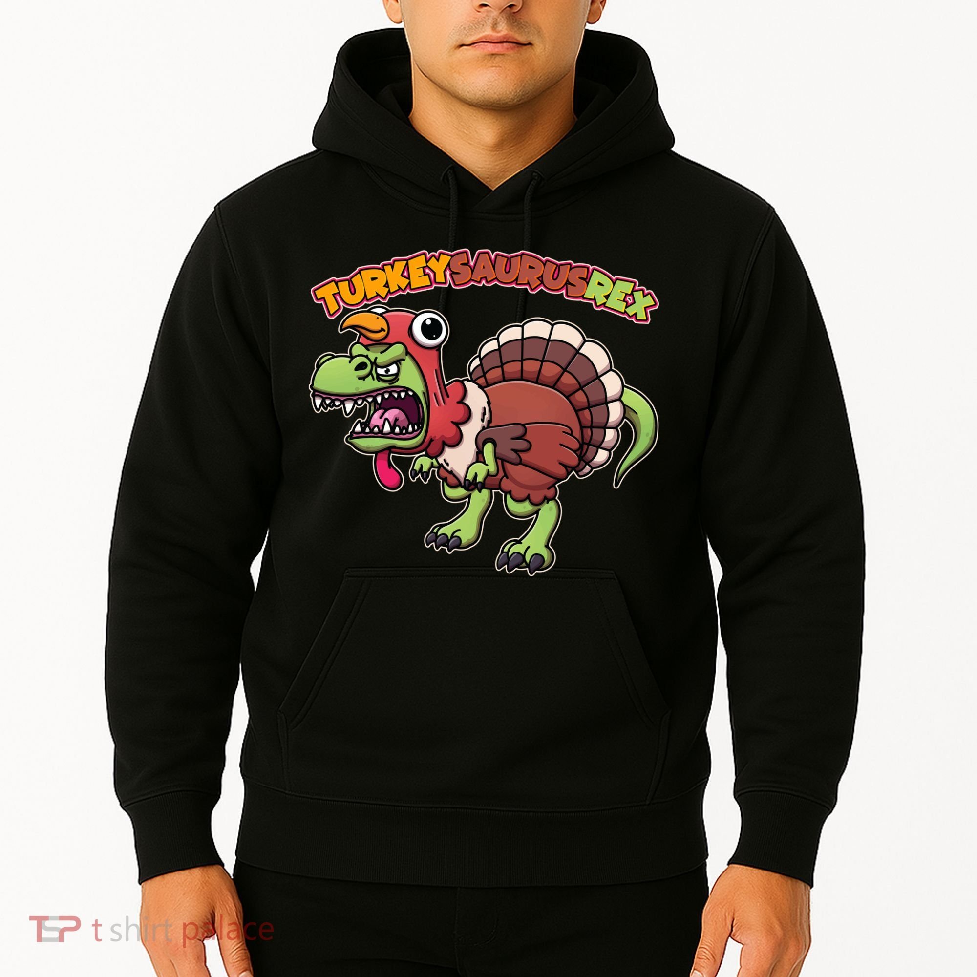 Funny Turkeysaurusrex Dinosaur In Turkey Costume Hoodie