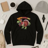 Funny Turkeysaurusrex Dinosaur In Turkey Costume Hoodie thumb 3