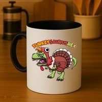 Funny Turkeysaurusrex Dinosaur In Turkey Costume Coffee Mug thumb 4