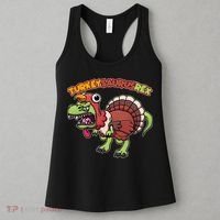 Funny Turkeysaurusrex Dinosaur In Turkey Costume Women's Tank Top thumb 3