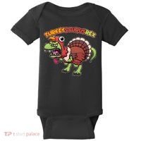 Funny Turkeysaurusrex Dinosaur In Turkey Costume Baby Bodysuit thumb 0