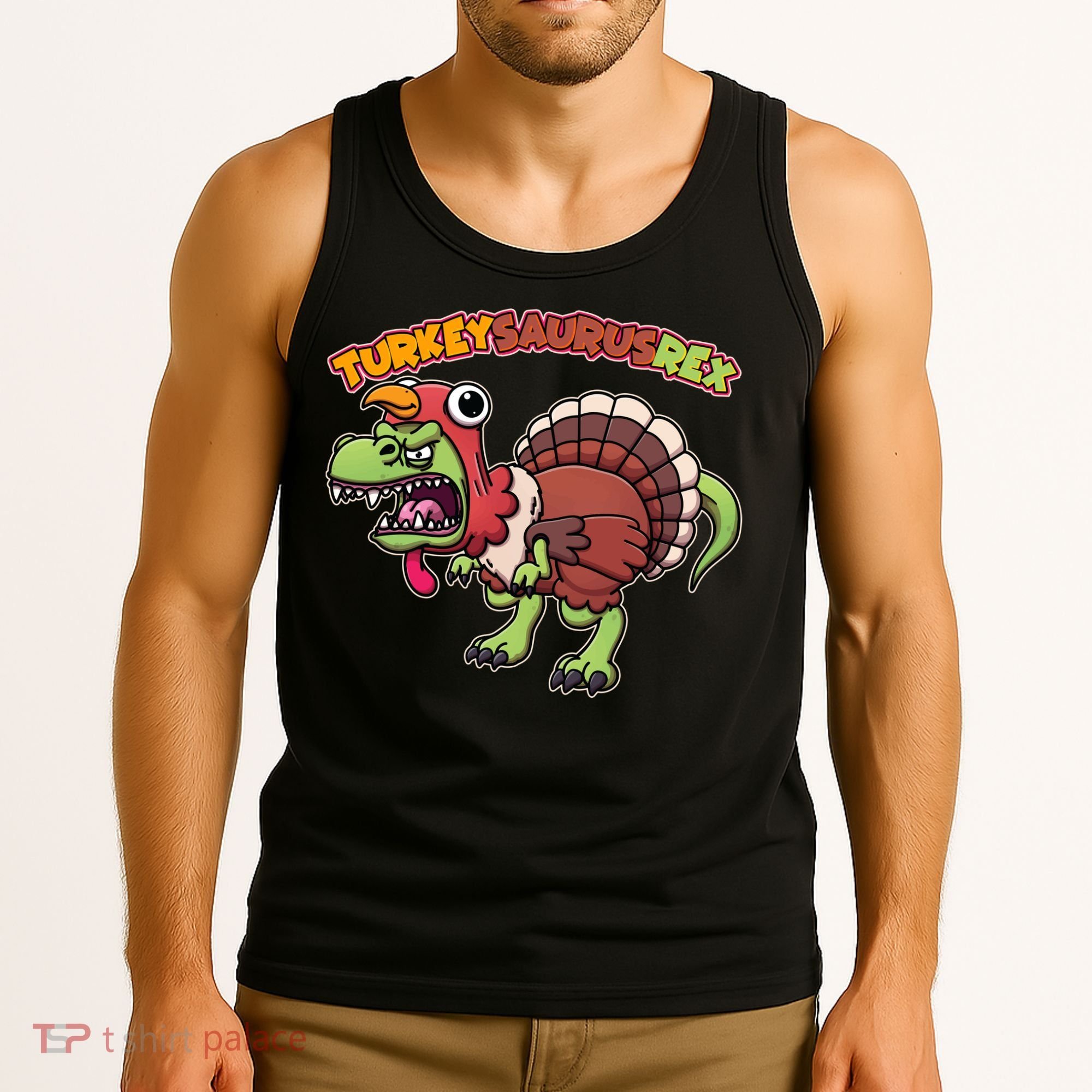 Funny Turkeysaurusrex Dinosaur In Turkey Costume Tank Top
