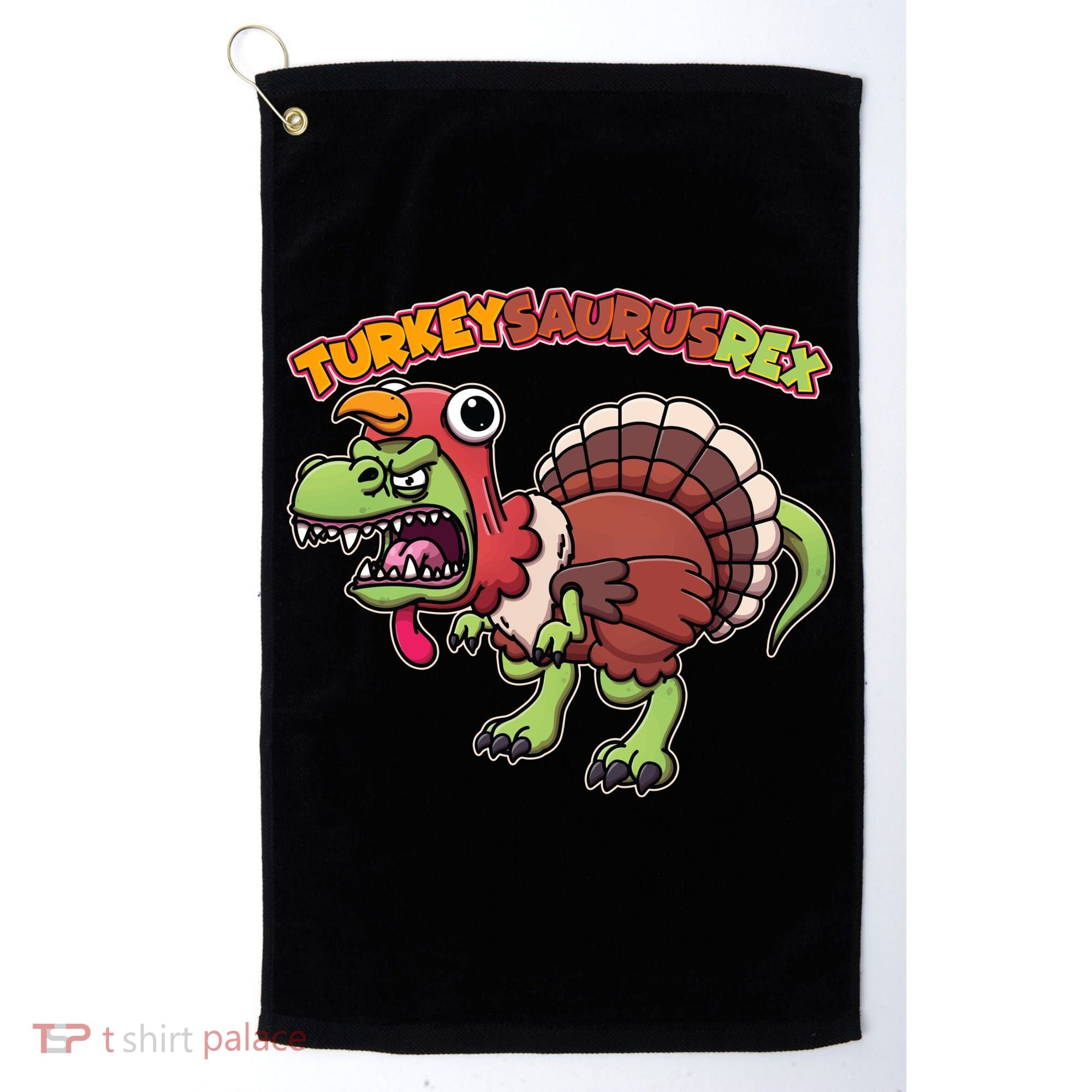 Funny Turkeysaurusrex Dinosaur In Turkey Costume Golf Towel
