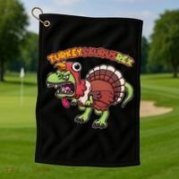 Funny Turkeysaurusrex Dinosaur In Turkey Costume Golf Towel thumb 1