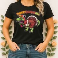 Funny Turkeysaurusrex Dinosaur In Turkey Costume Women's T-Shirt thumb 2