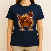 Funny Thanksgiving Dabbing Turkey T-Shirt thumb 4