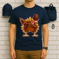 Funny Thanksgiving Dabbing Turkey T-Shirt thumb 6