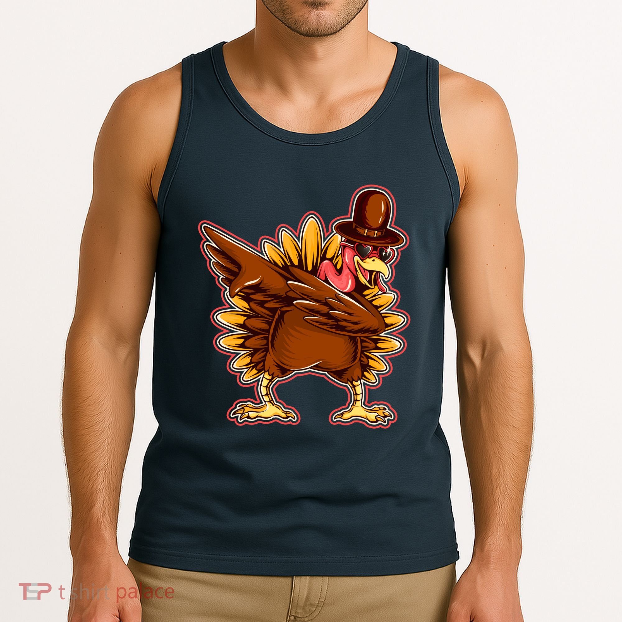 Funny Thanksgiving Dabbing Turkey Tank Top