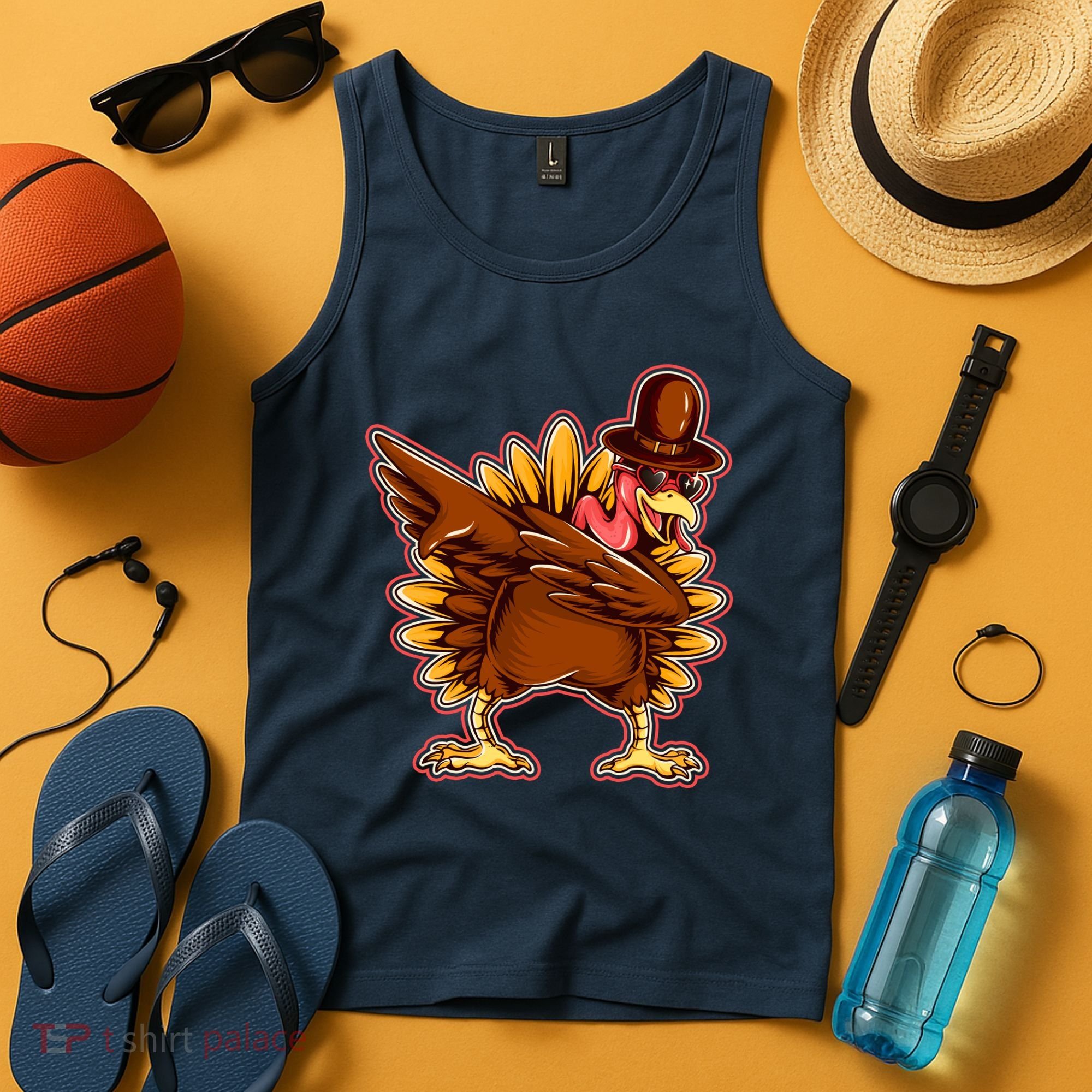 Funny Thanksgiving Dabbing Turkey Tank Top