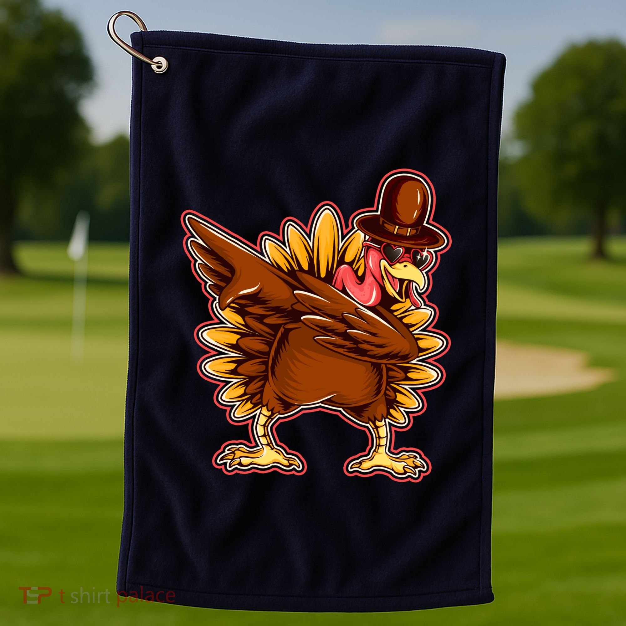 Funny Thanksgiving Dabbing Turkey Golf Towel