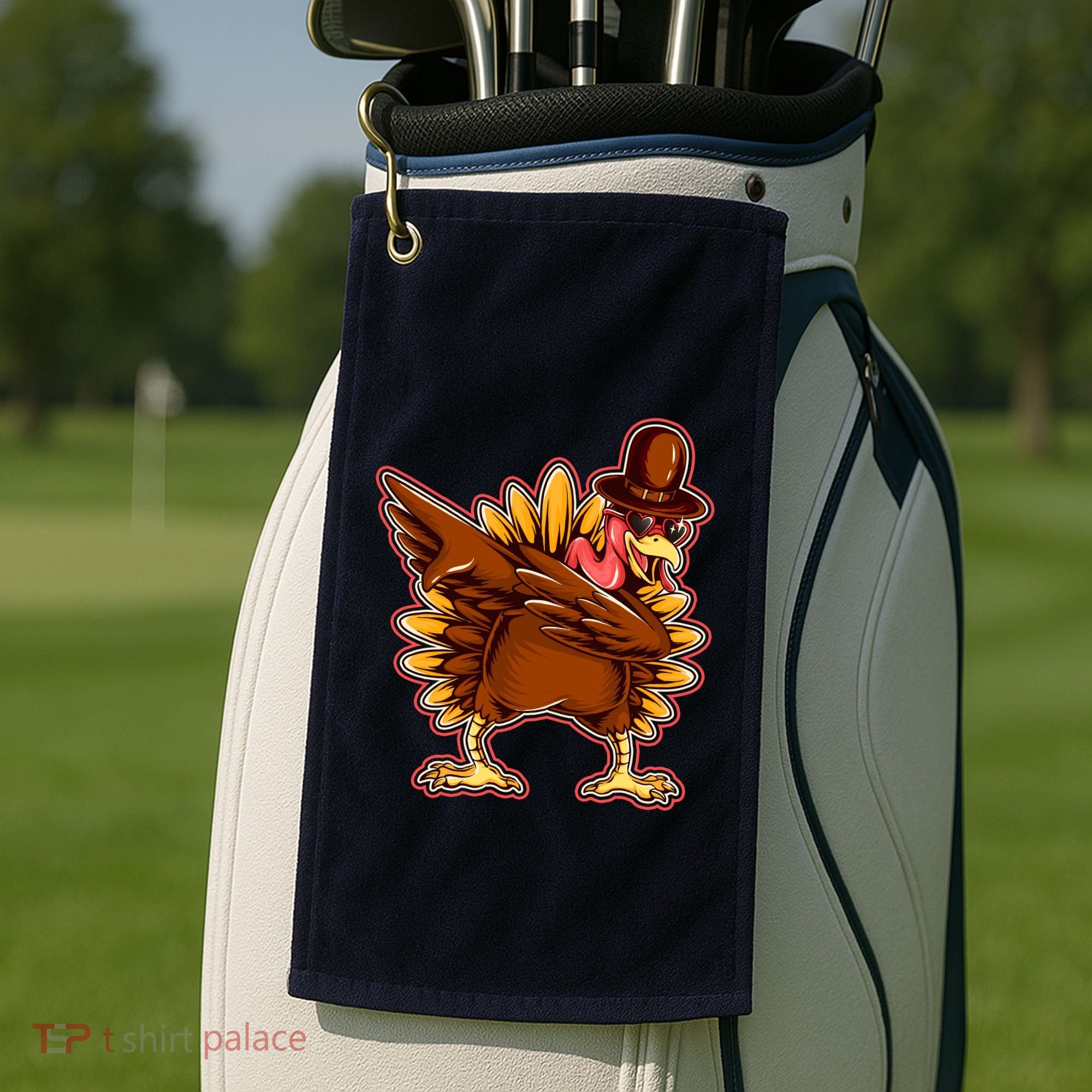 Funny Thanksgiving Dabbing Turkey Golf Towel