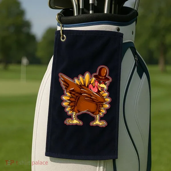 Funny Thanksgiving Dabbing Turkey Golf Towel