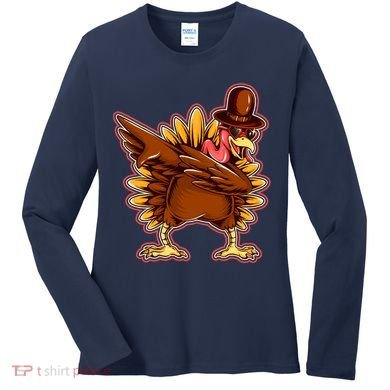 Funny Thanksgiving Dabbing Turkey Women's Long Sleeve Shirt