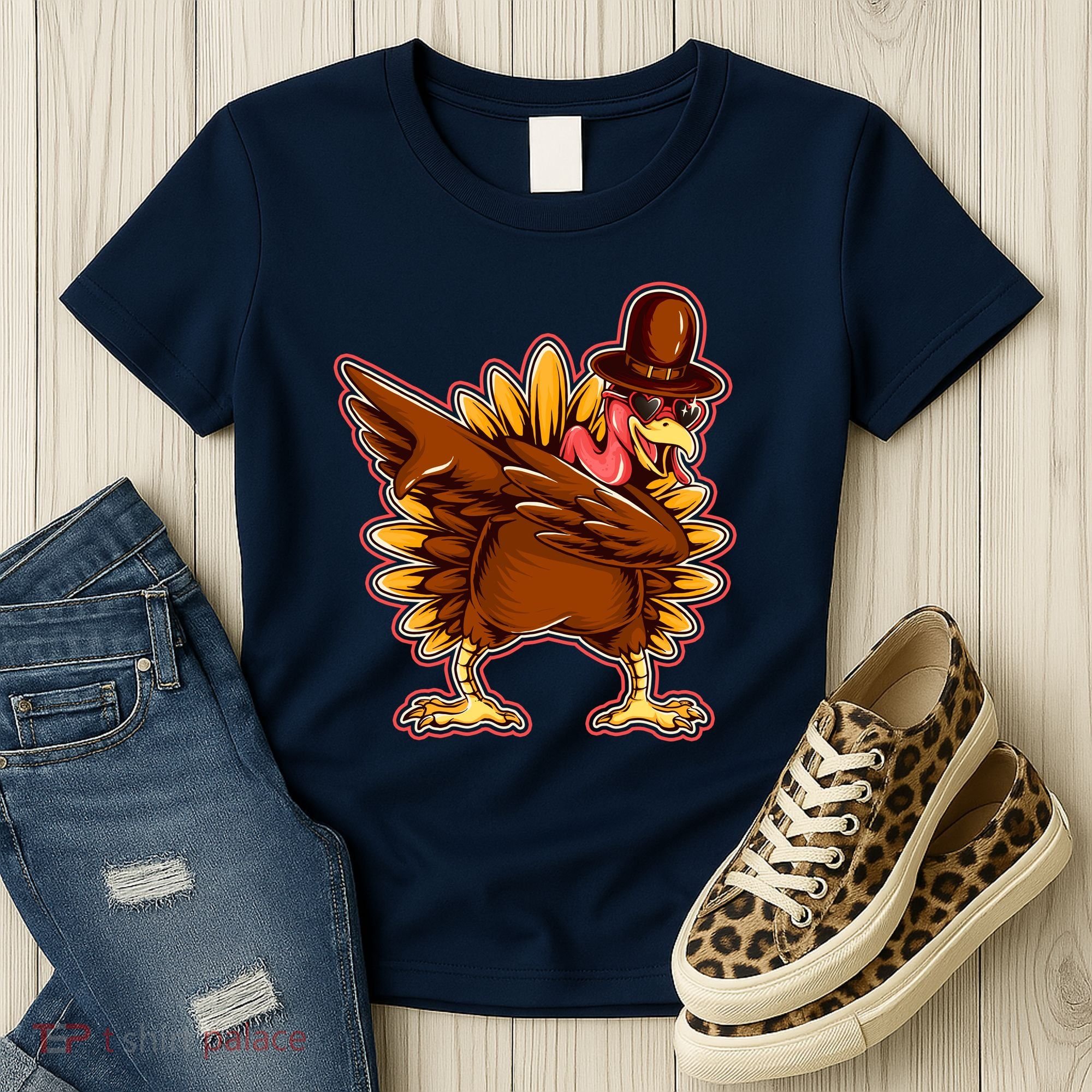 Funny Thanksgiving Dabbing Turkey Women's T-Shirt