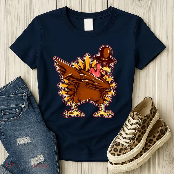 Funny Thanksgiving Dabbing Turkey Women's T-Shirt