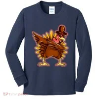 Funny Thanksgiving Dabbing Turkey Kids Long Sleeve Shirt thumb 0