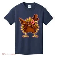 Funny Thanksgiving Dabbing Turkey Kids T-Shirt thumb 0