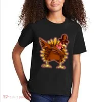 Funny Thanksgiving Dabbing Turkey Kids T-Shirt thumb 2