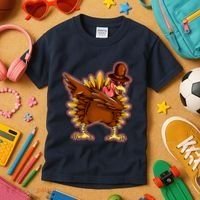 Funny Thanksgiving Dabbing Turkey Kids T-Shirt thumb 3