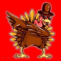 Funny Thanksgiving Dabbing Turkey Santa Hat thumb 1