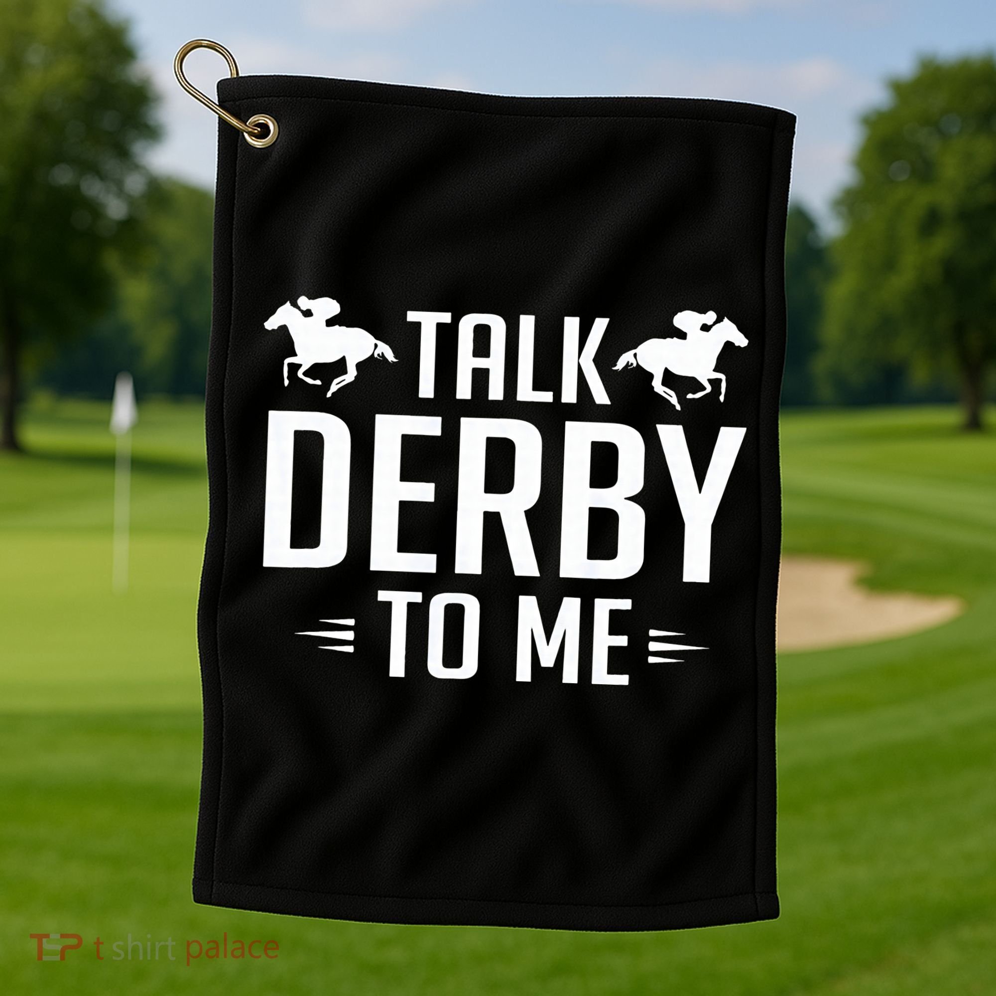 Funny Talk Derby To Me Horse Racing Golf Towel