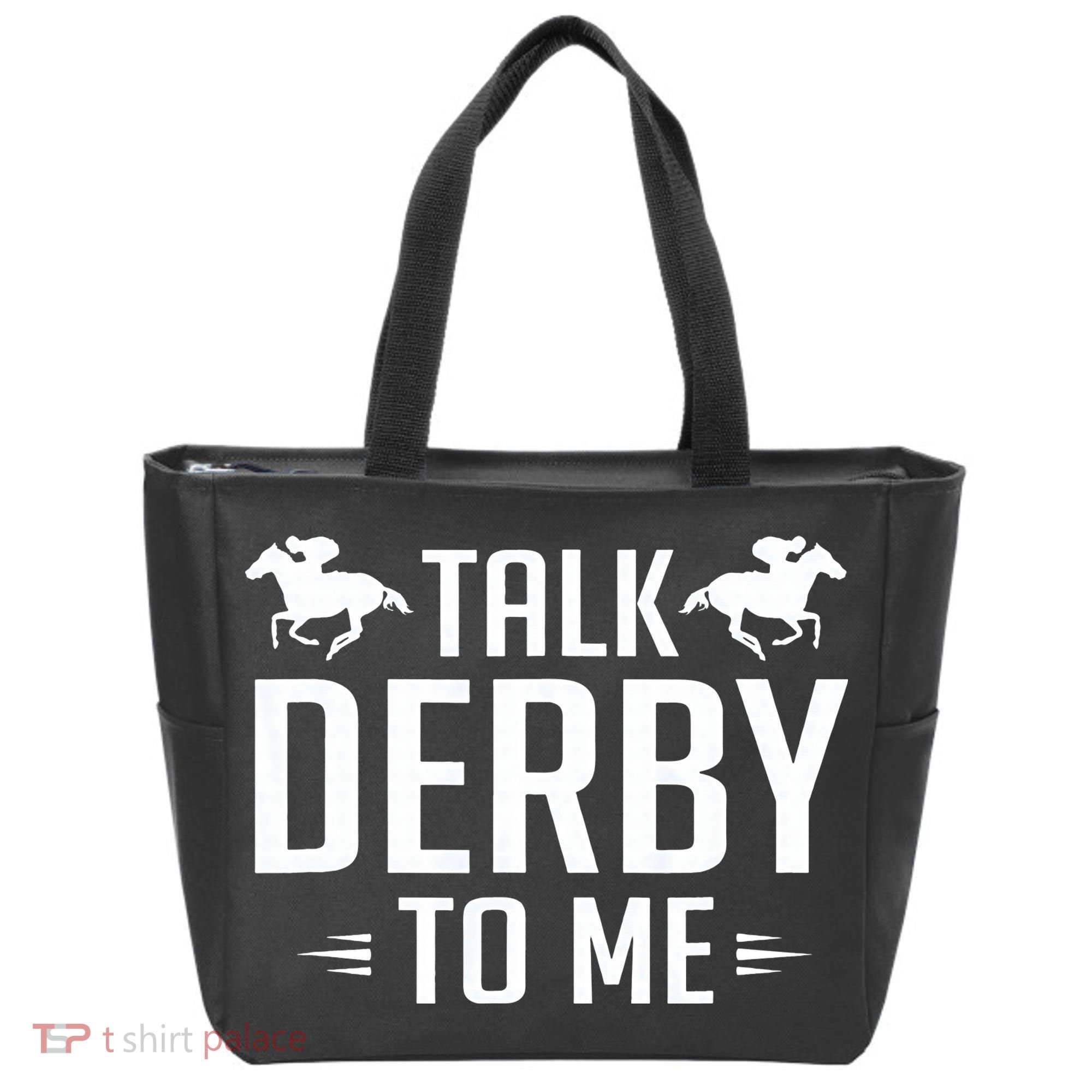 Funny Talk Derby To Me Horse Racing Tote Bag