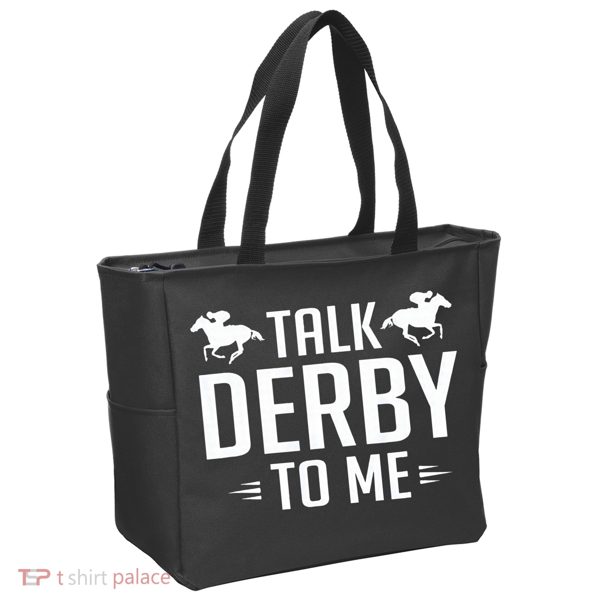 Funny Talk Derby To Me Horse Racing Tote Bag