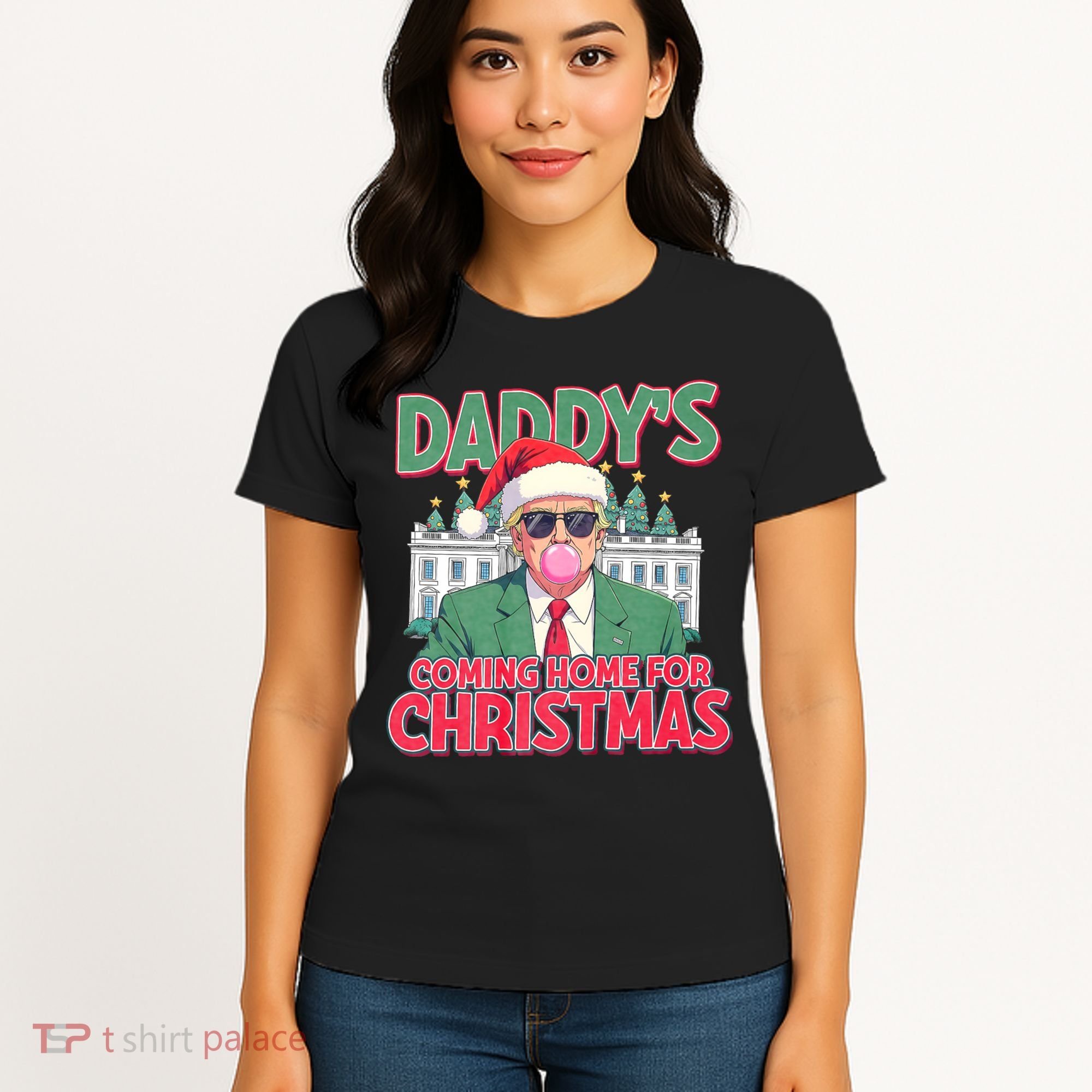 Funny Trump Daddys Home For Christmas 45 47 Trump Won Again Women's T-Shirt