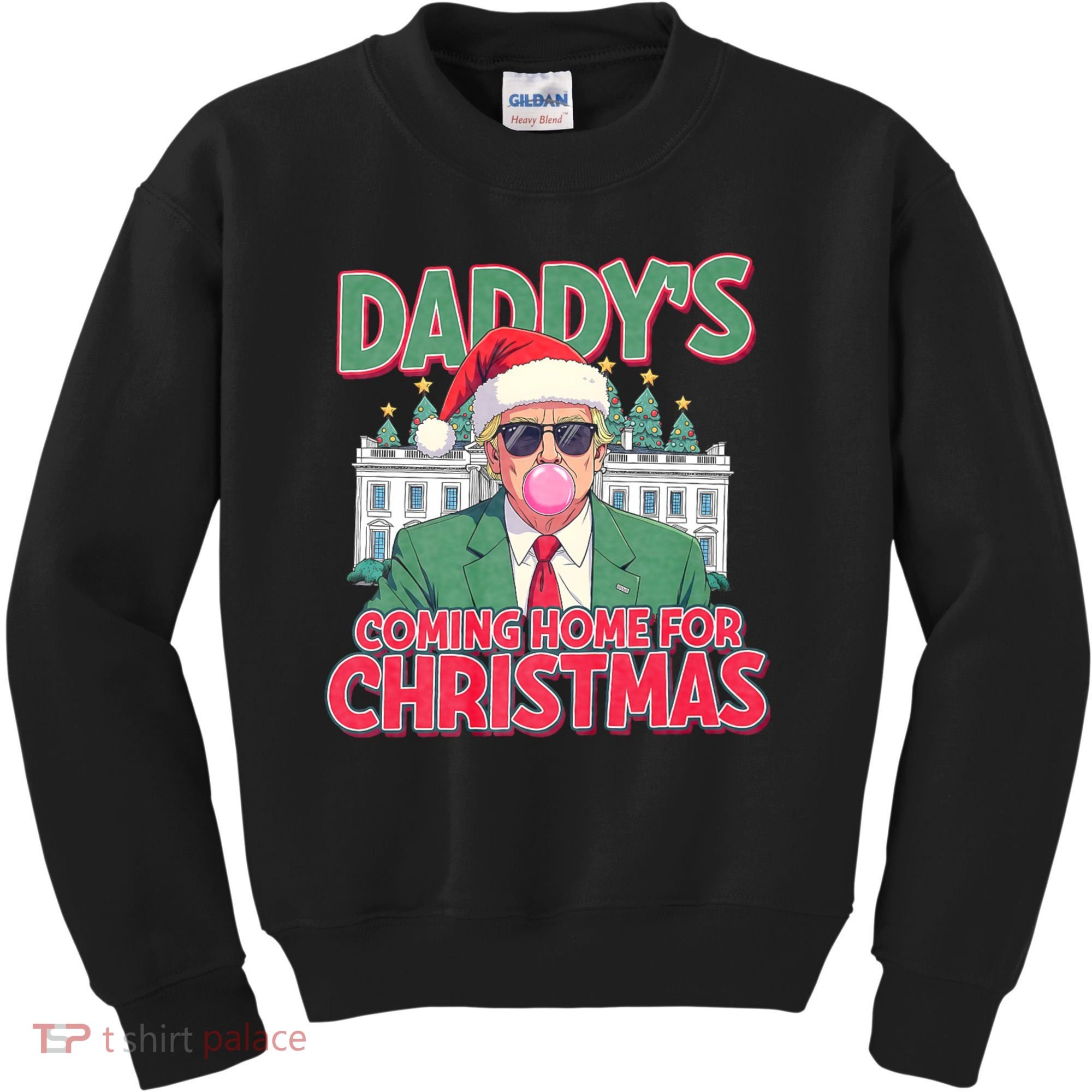 Funny Trump Daddys Home For Christmas 45 47 Trump Won Again Kids Sweatshirt