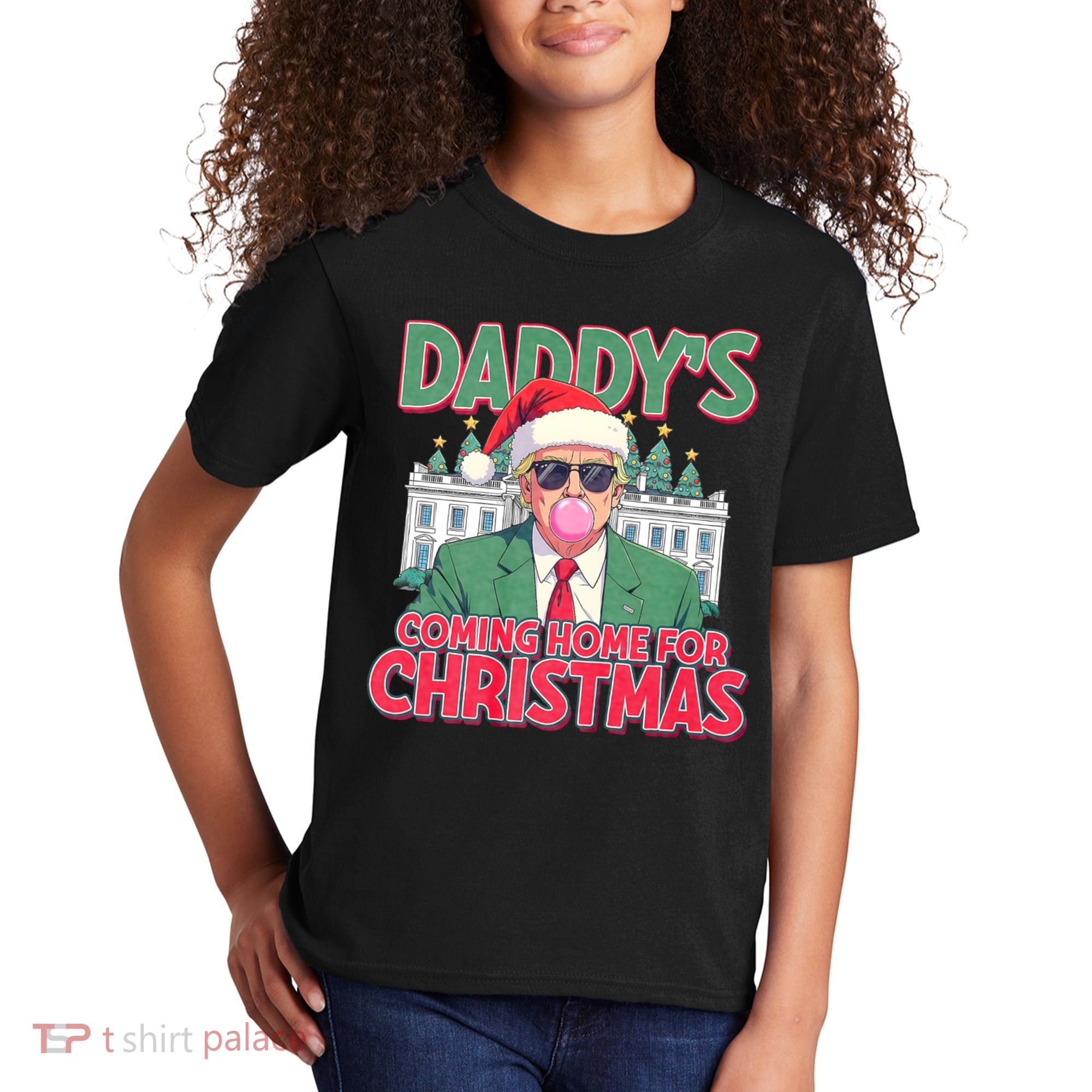 Funny Trump Daddys Home For Christmas 45 47 Trump Won Again Kids T-Shirt