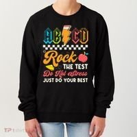 Funny Test Day Abcd Pen Rock The Test Motivational Students Women's Sweatshirt thumb 0