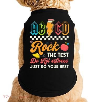 Funny Test Day Abcd Pen Rock The Test Motivational Students Doggie Tank