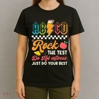 Funny Test Day Abcd Pen Rock The Test Motivational Students T-Shirt thumb 4