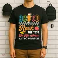 Funny Test Day Abcd Pen Rock The Test Motivational Students T-Shirt thumb 6