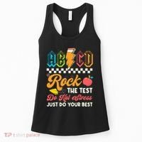Funny Test Day Abcd Pen Rock The Test Motivational Students Women's Tank Top thumb 0