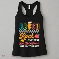 Funny Test Day Abcd Pen Rock The Test Motivational Students Women's Tank Top thumb 3