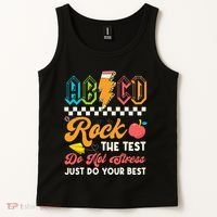 Funny Test Day Abcd Pen Rock The Test Motivational Students Tank Top thumb 2