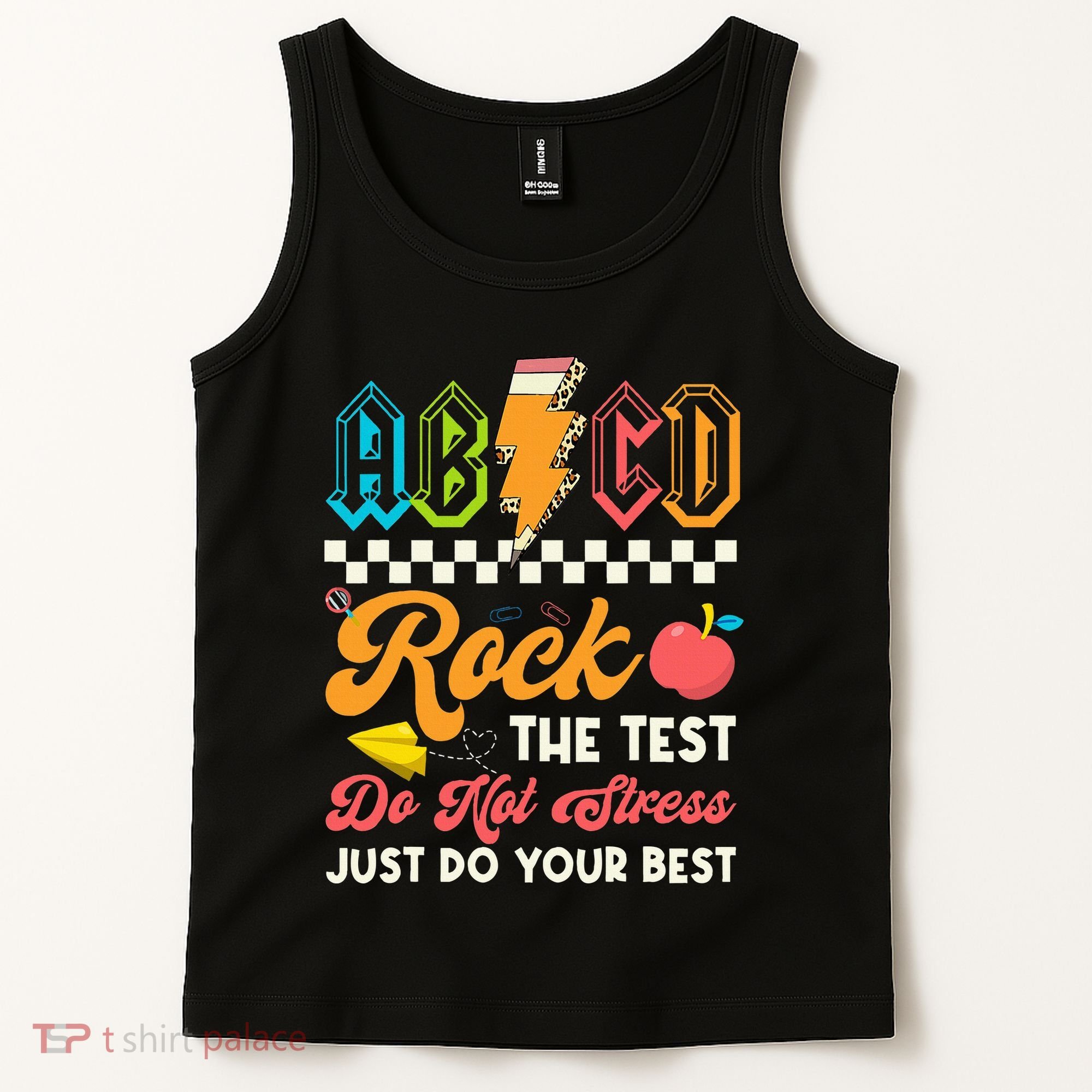 Funny Test Day Abcd Pen Rock The Test Motivational Students Tank Top