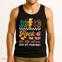 Funny Test Day Abcd Pen Rock The Test Motivational Students Tank Top thumb 3