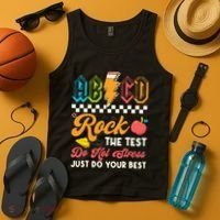 Funny Test Day Abcd Pen Rock The Test Motivational Students Tank Top thumb 4