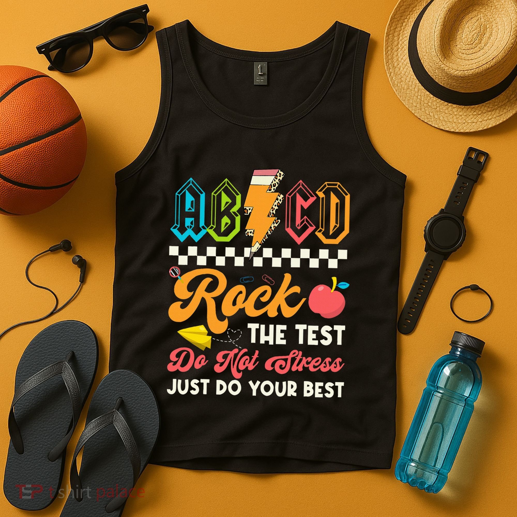 Funny Test Day Abcd Pen Rock The Test Motivational Students Tank Top