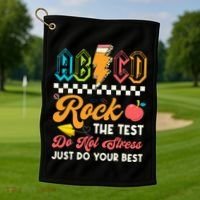 Funny Test Day Abcd Pen Rock The Test Motivational Students Golf Towel thumb 1