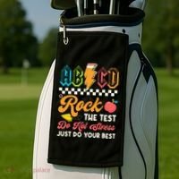 Funny Test Day Abcd Pen Rock The Test Motivational Students Golf Towel thumb 2