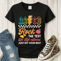 Funny Test Day Abcd Pen Rock The Test Motivational Students Women's T-Shirt thumb 3
