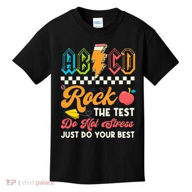 Funny Test Day Abcd Pen Rock The Test Motivational Students Kids T-Shirt