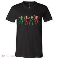 Funny Trump Dance Santa Claus Christmas V-Neck T-Shirt thumb 0