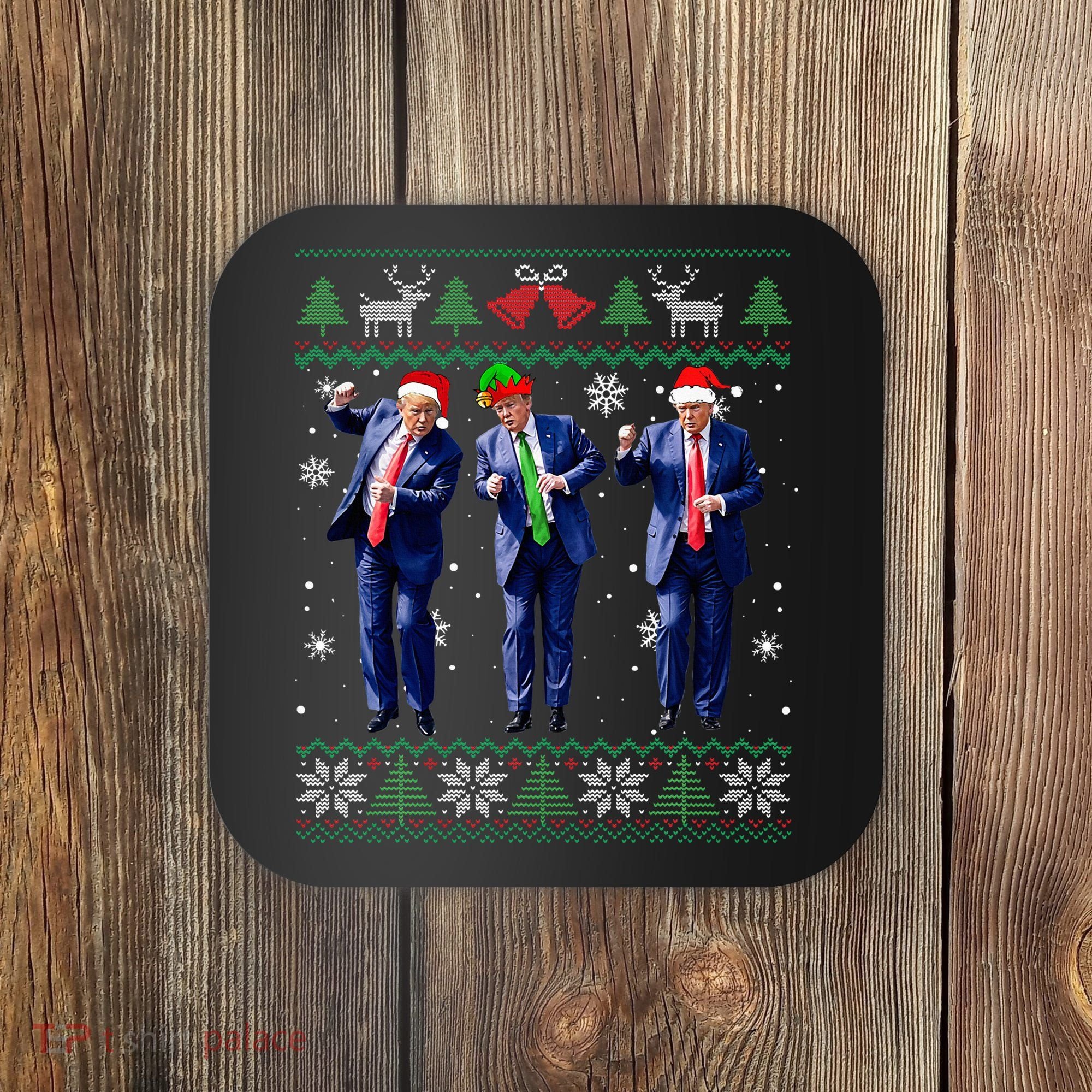 Funny Trump Dance Xmas President 47 Usa Christmas Ugly Coaster