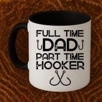 Full Time Dad Part Time Hooker Father's Day Fishing Gift Coffee Mug thumb 2