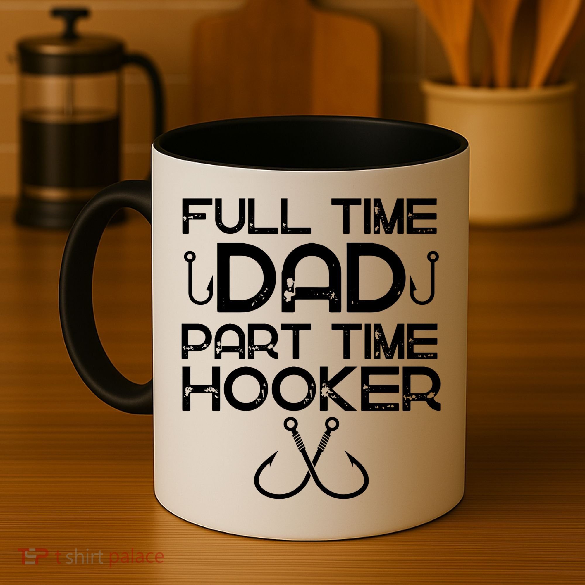 Full Time Dad Part Time Hooker Father's Day Fishing Gift Coffee Mug