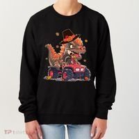Funny Thanksgiving Dinosaur And Turkey Riding Monster Truck Women's Sweatshirt thumb 0